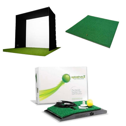 GolfBaysUK Optishot 2 Golf Simulator Bundle – You Get Deep Golf Enclosure, 1.5M X 1.5M Golf Mat, Optishot2 Golf Simulator - For Home - Train from Home Package