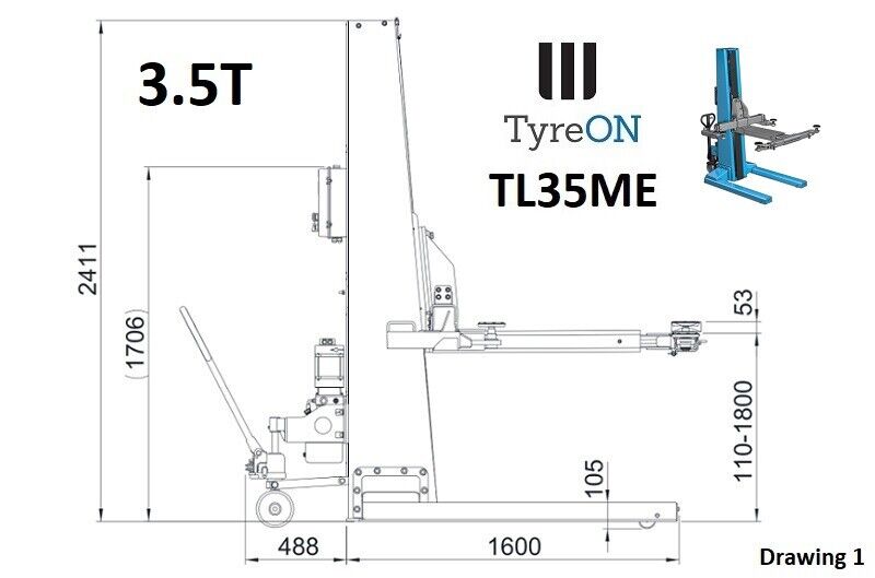 TL35ME ascenseur postal mobile simple - ascenseur postal portable 1 poste - 3,5T - CE Stop 35cm-