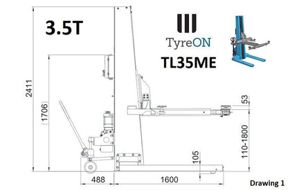 TL35ME ascenseur postal mobile simple - ascenseur postal portable 1 poste - 3,5T - CE Stop 35cm-